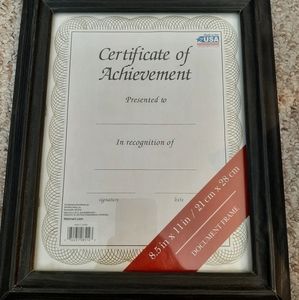 Black plastic 8.5"×11" document frame
